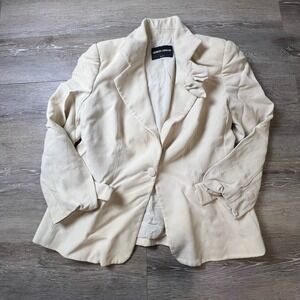 Giorgio Armani Silk Blazer Womens 48 Cream Borgo 21 Floral Lapel Italy Luxury